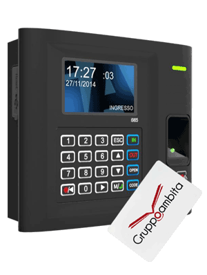 Lettore RFID e biometrico di impronte digitali, con tastierino per controllo accessi i985